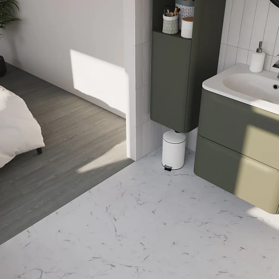 Dalle PVC clipsable Mambo 82x42 cm marbre blanc (vendue au carton)-GoodHome Clearance