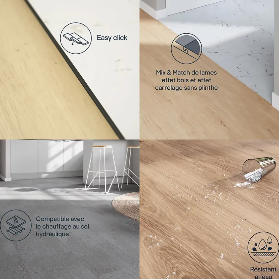 Dalle PVC clipsable Mambo 82x42 cm marbre blanc (vendue au carton)-GoodHome Clearance