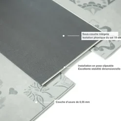 Tarkett Dalle PVC clipsable rigide Ultime Plus - Carreaux de ciment gris - Finition extra mate - Paquet de 2,253 m²