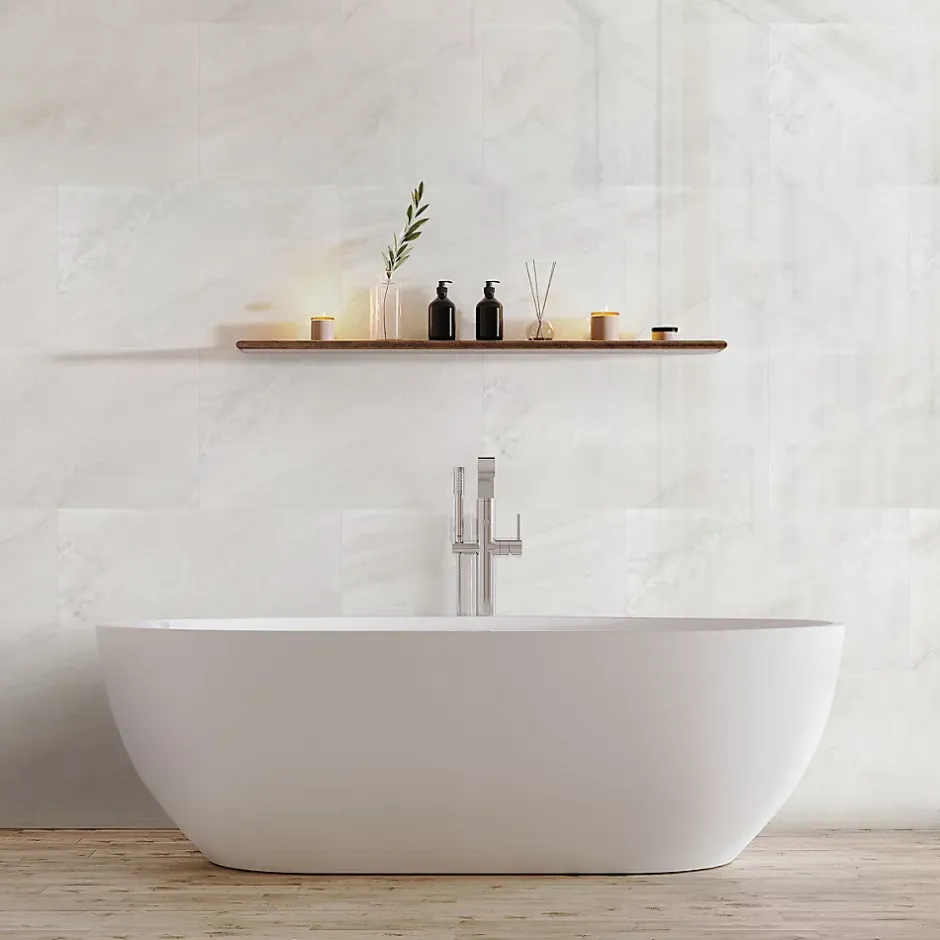 Dalle PVC Dumawall+ Gloss Evora gris brillant 37,5 x 65 cm-Dumaplast Clearance