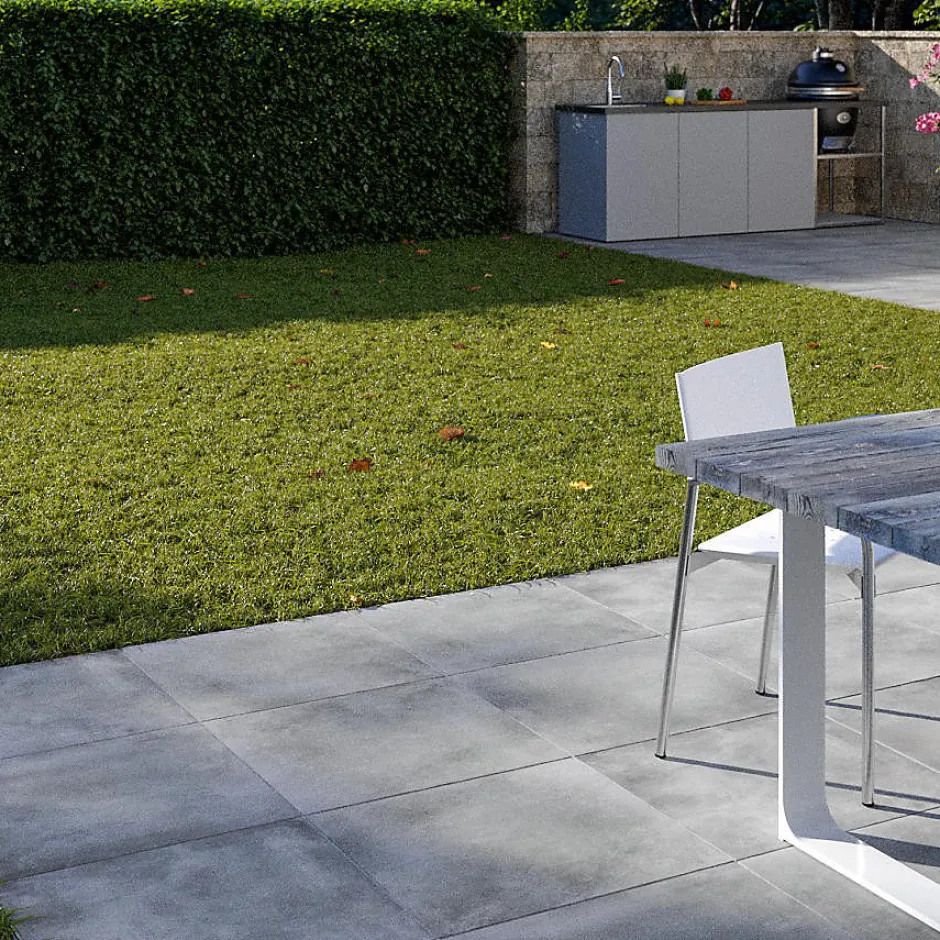 Dalle sur plots ASSEN GREY 60x60x2 cm effet béton antidérapant R11-Concept Mosaïque Outlet