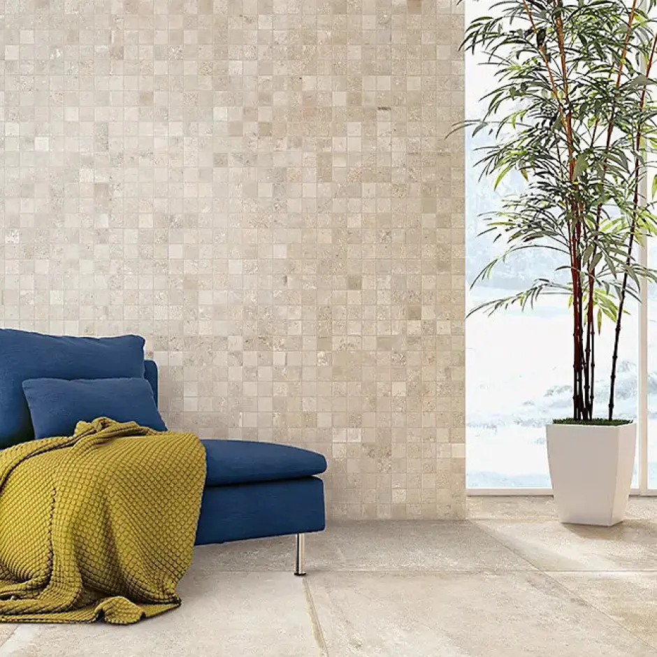 DALLE SUR PLOTS BLOIS BEIGE 90x90x2 cm rectifié antidérapante-Concept Mosaïque Clearance