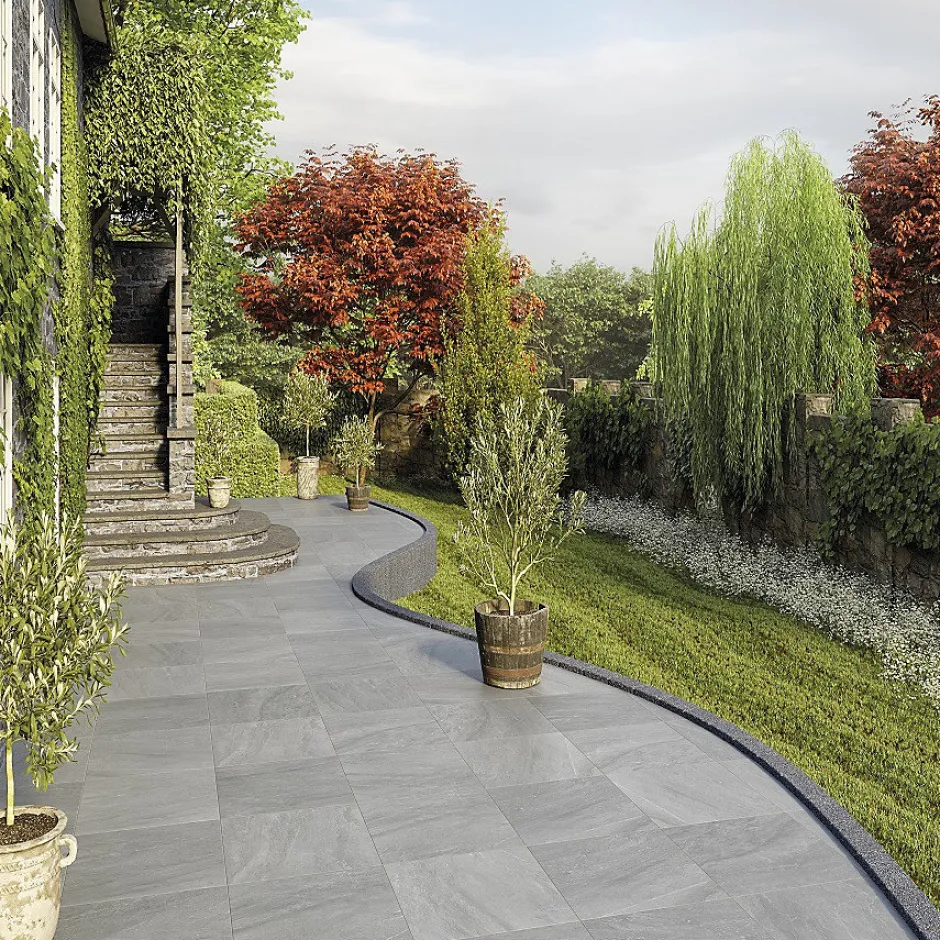 Dalle sur plots EREBOR GRIS 60x60x2 cm effet pierre antidérapant R11-Concept Mosaïque Hot