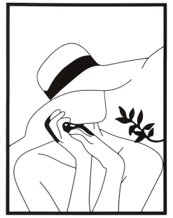 Déco murale en métal noir pour femme avec chapeau 60x1x80 cm-Mauro Ferretti Clearance