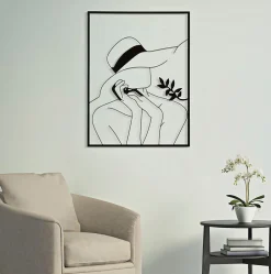 Déco murale en métal noir pour femme avec chapeau 60x1x80 cm-Mauro Ferretti Clearance