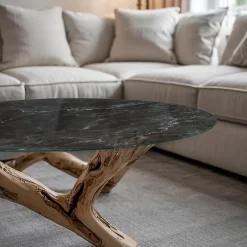 Wallfluent Dessus de table en verre trempé fi100 cm Motif de marbre veiné