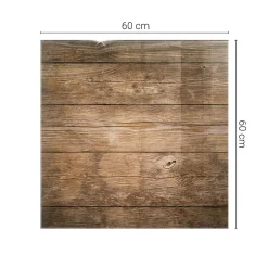 Dessus de table en verre trempé 60x60 cm Structure de planches en bois-Wallfluent Online