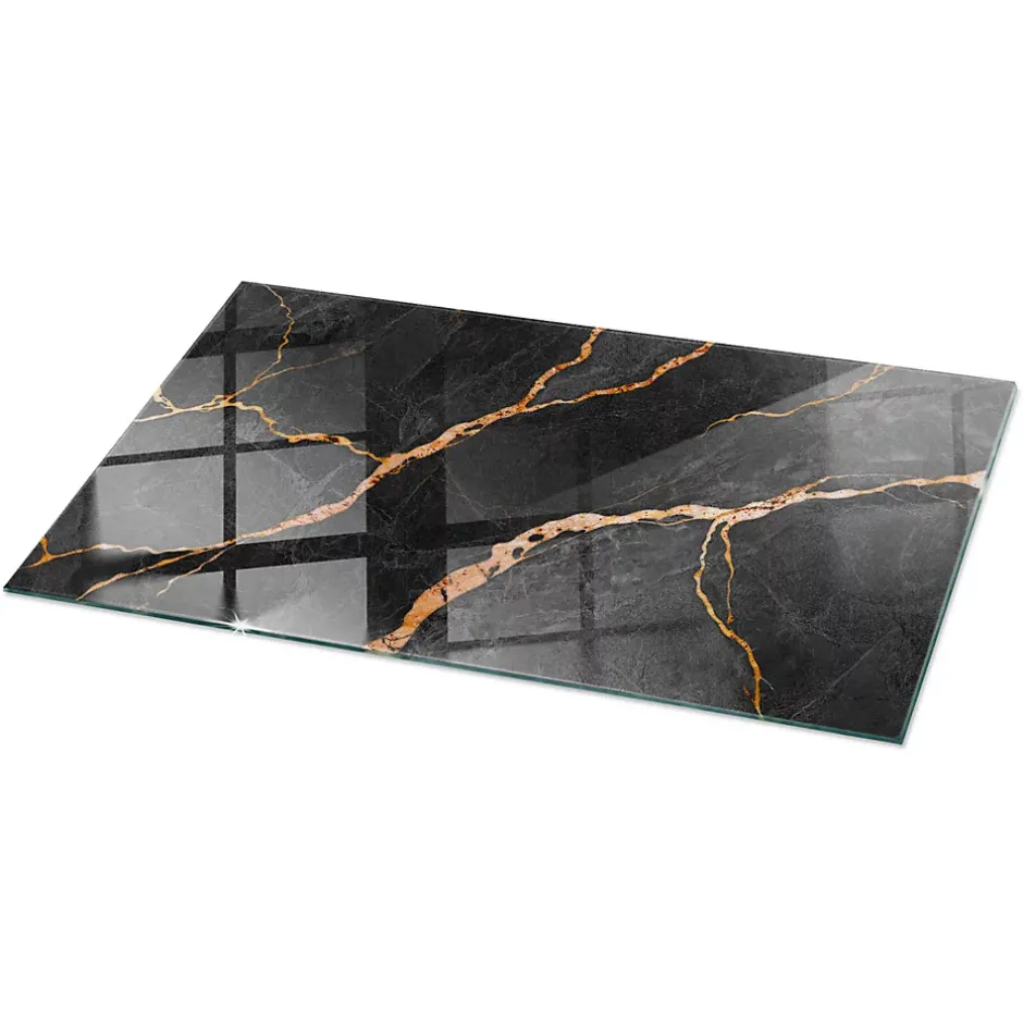 Wallfluent Dessus de table en verre trempé 140x70 cm Motif marbré avec veines