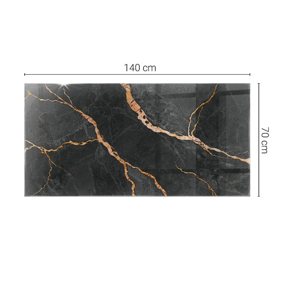 Wallfluent Dessus de table en verre trempé 140x70 cm Motif marbré avec veines