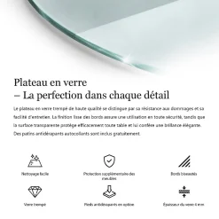 Dessus de table en verre trempé fi100 cm Transparent-Wallfluent