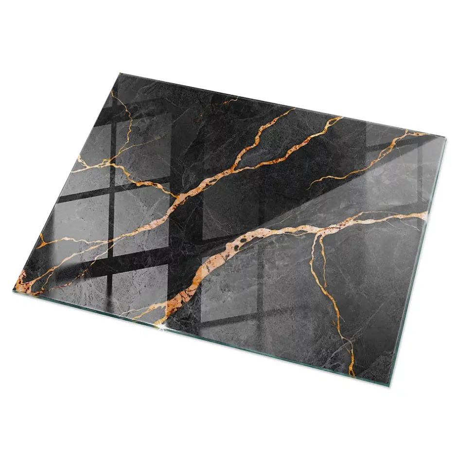 Dessus de table en verre trempé 120x80 cm Motif marbré avec veines-Wallfluent