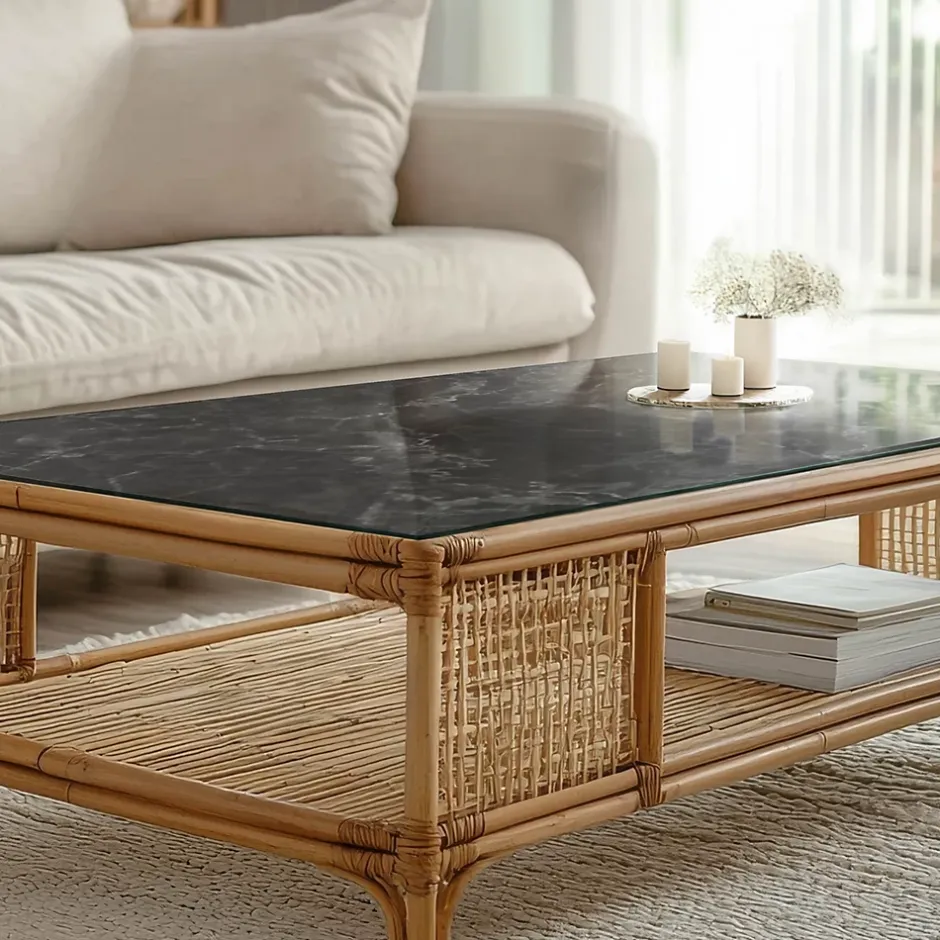 Wallfluent Dessus de table en verre trempé 140x70 cm Motif de marbre veiné