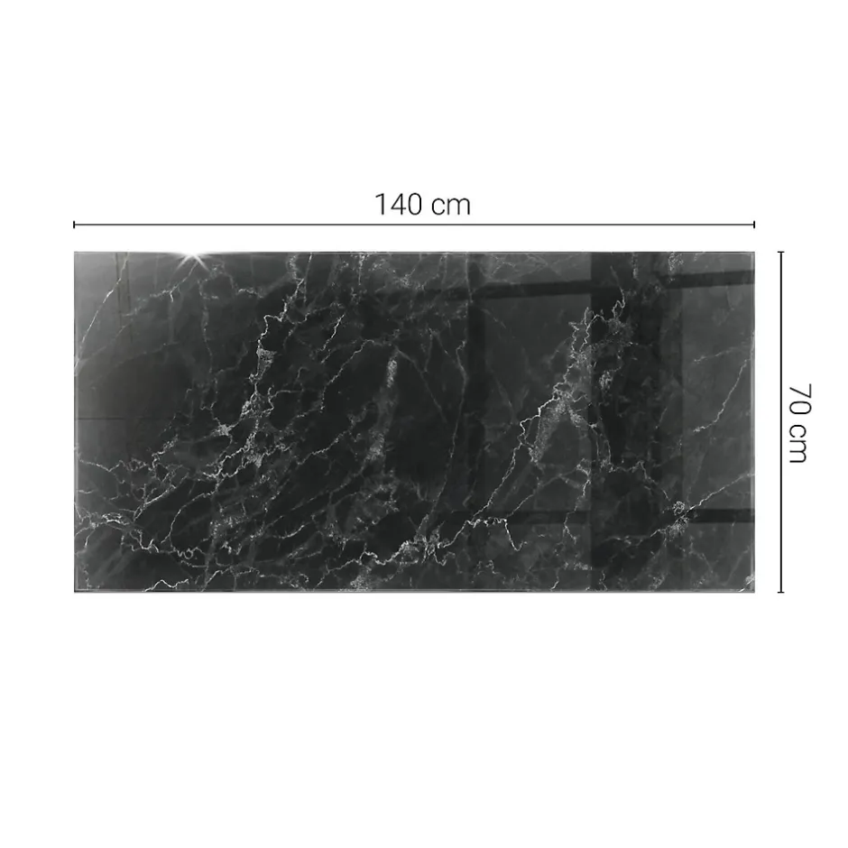 Wallfluent Dessus de table en verre trempé 140x70 cm Motif de marbre veiné