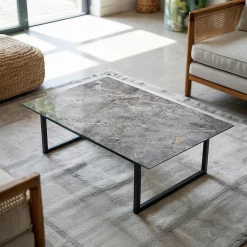 Dessus de table en verre trempé 100x70 cm Motif naturel de marbre-Wallfluent Outlet