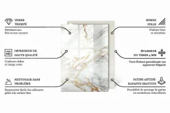 Dessus de table en verre trempé 100x70 cm Motif naturel de marbre-Wallfluent Outlet