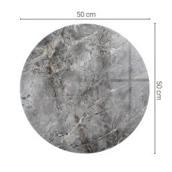 Wallfluent Dessus de table en verre trempé fi50 cm Motif naturel de marbre