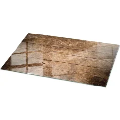 Dessus de table en verre trempé 100x50 cm Structure de planches en bois-Wallfluent Hot
