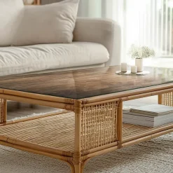 Dessus de table en verre trempé 100x50 cm Structure de planches en bois-Wallfluent Hot