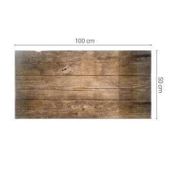 Dessus de table en verre trempé 100x50 cm Structure de planches en bois-Wallfluent Hot