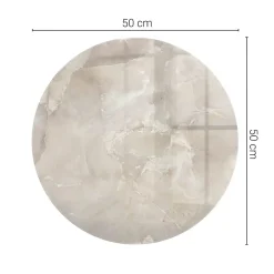 Wallfluent Dessus de table en verre trempé fi50 cm Motif texturé de marbre