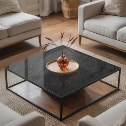 Dessus de table en verre trempé 50x50 cm Texture de pierre naturelle-Wallfluent Outlet