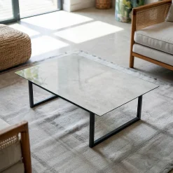 Wallfluent Dessus de table en verre trempé 80x60 cm Texture de béton avec fissures