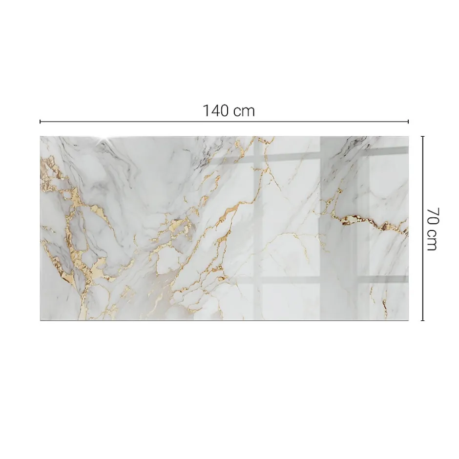 Wallfluent Dessus de table en verre trempé 140x70 cm Marbre élégant avec veines