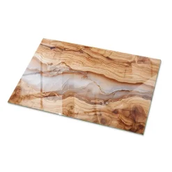Dessus de table en verre trempé 100x70 cm Bois naturel avec résine-Wallfluent Hot
