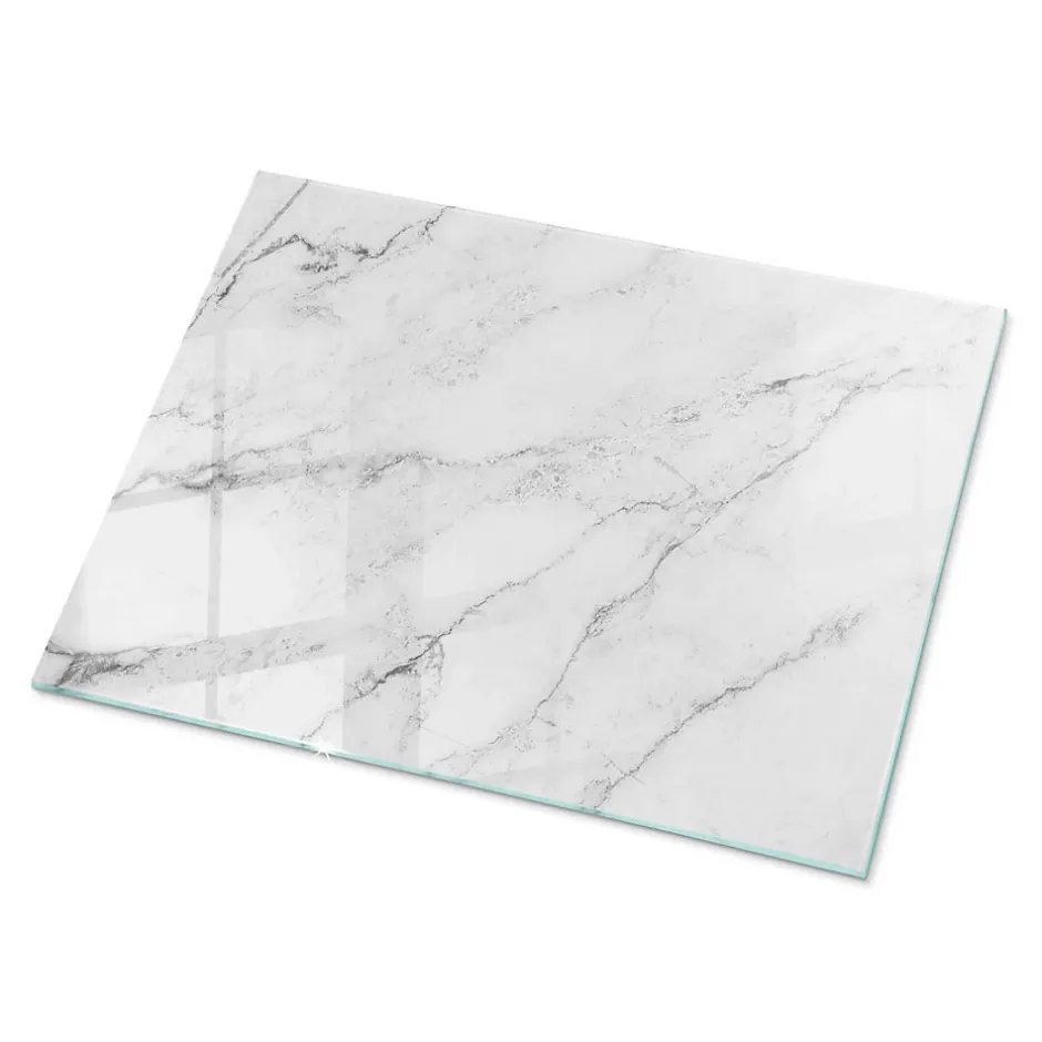 Wallfluent Dessus de table en verre trempé 80x60 cm Motif de surface en marbre