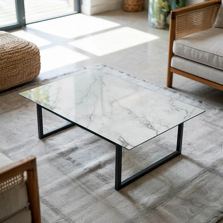 Wallfluent Dessus de table en verre trempé 80x60 cm Motif de surface en marbre