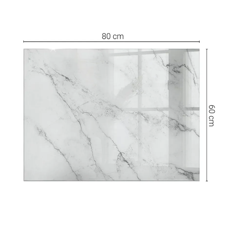 Wallfluent Dessus de table en verre trempé 80x60 cm Motif de surface en marbre