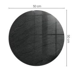 Wallfluent Dessus de table en verre trempé fi50 cm Texture de pierre naturelle