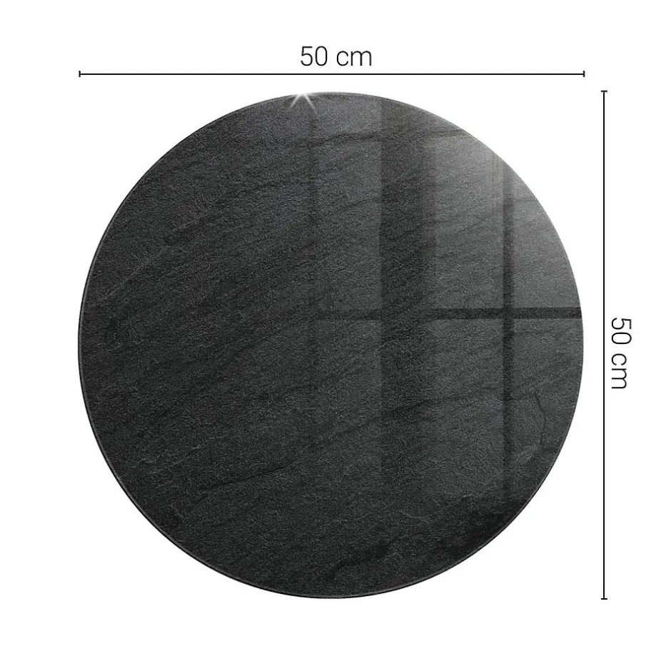 Wallfluent Dessus de table en verre trempé fi50 cm Texture de pierre naturelle