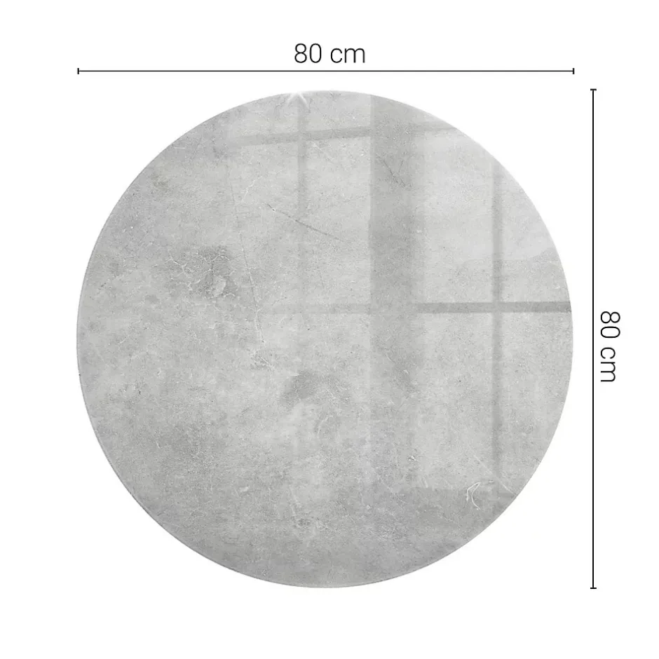 Dessus de table en verre trempé fi80 cm Texture de béton avec fissures-Wallfluent Best