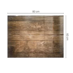 Wallfluent Dessus de table en verre trempé 80x60 cm Structure de planches en bois