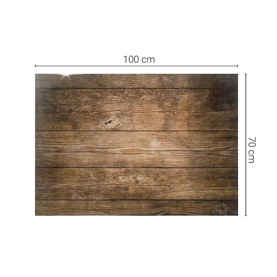 Wallfluent Dessus de table en verre trempé 100x70 cm Structure de planches en bois