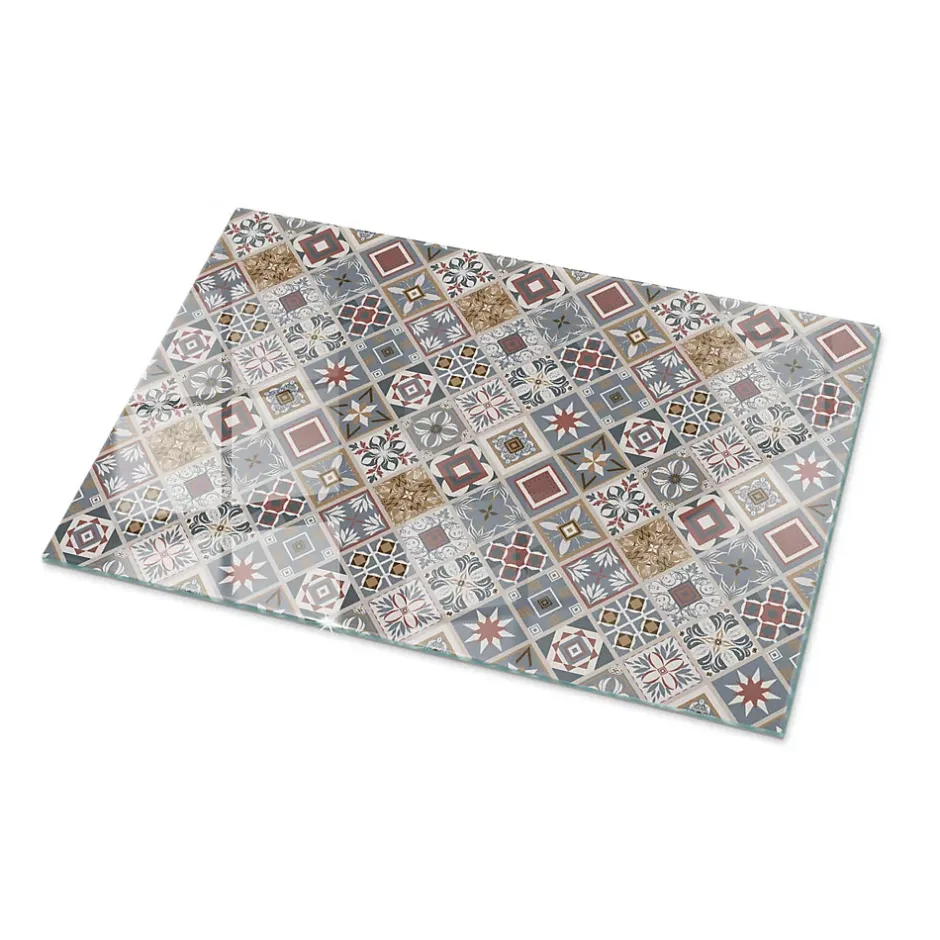 Wallfluent Dessus de table en verre trempé 100x70 cm Motif mosaïque avec ornements