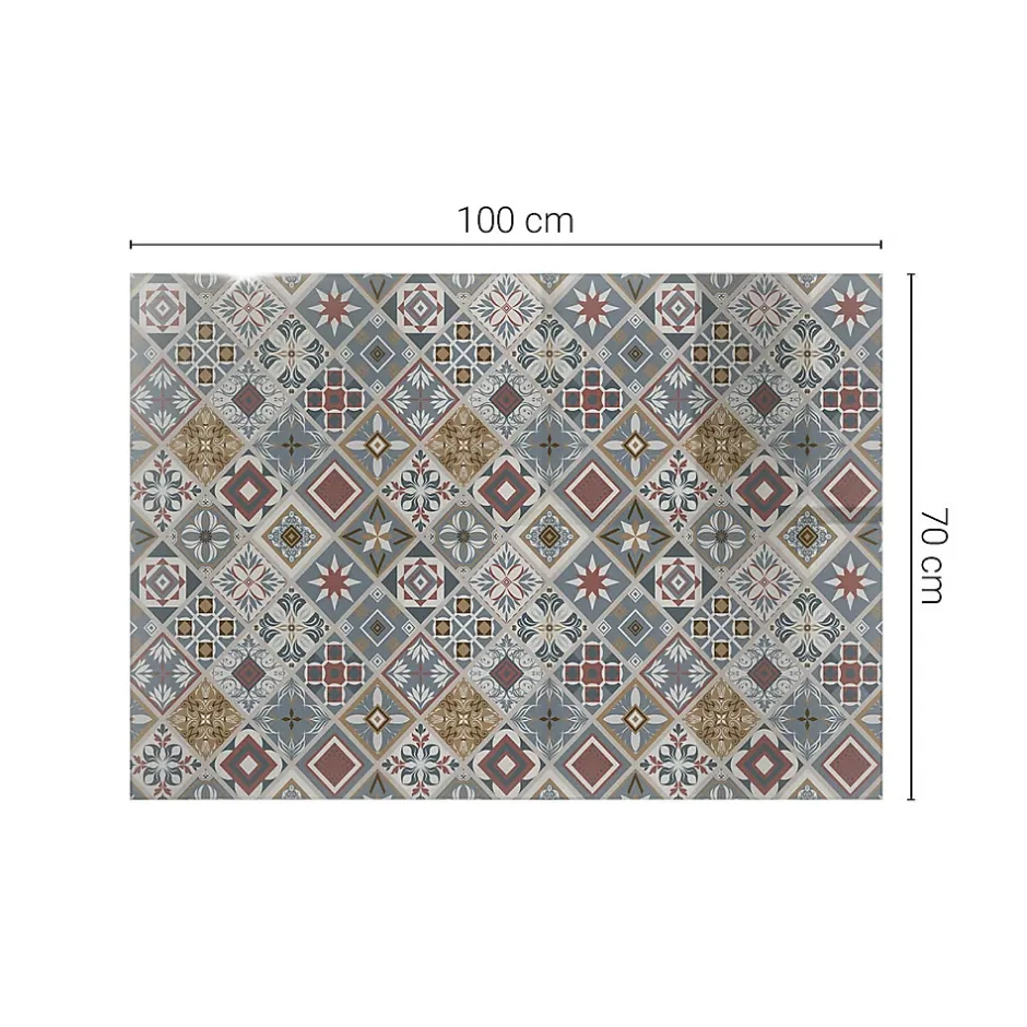 Wallfluent Dessus de table en verre trempé 100x70 cm Motif mosaïque avec ornements