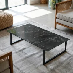 Wallfluent Dessus de table en verre trempé 120x60 cm Motif de marbre veiné