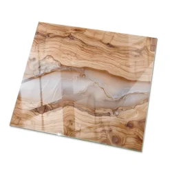 Dessus de table en verre trempé 50x50 cm Bois naturel avec résine-Wallfluent Online