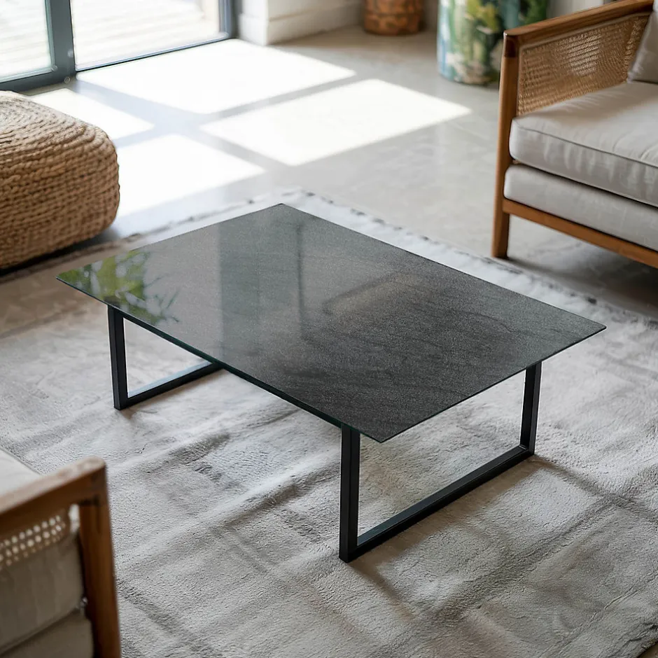 Dessus de table en verre trempé 80x60 cm Texture de pierre naturelle-Wallfluent Sale