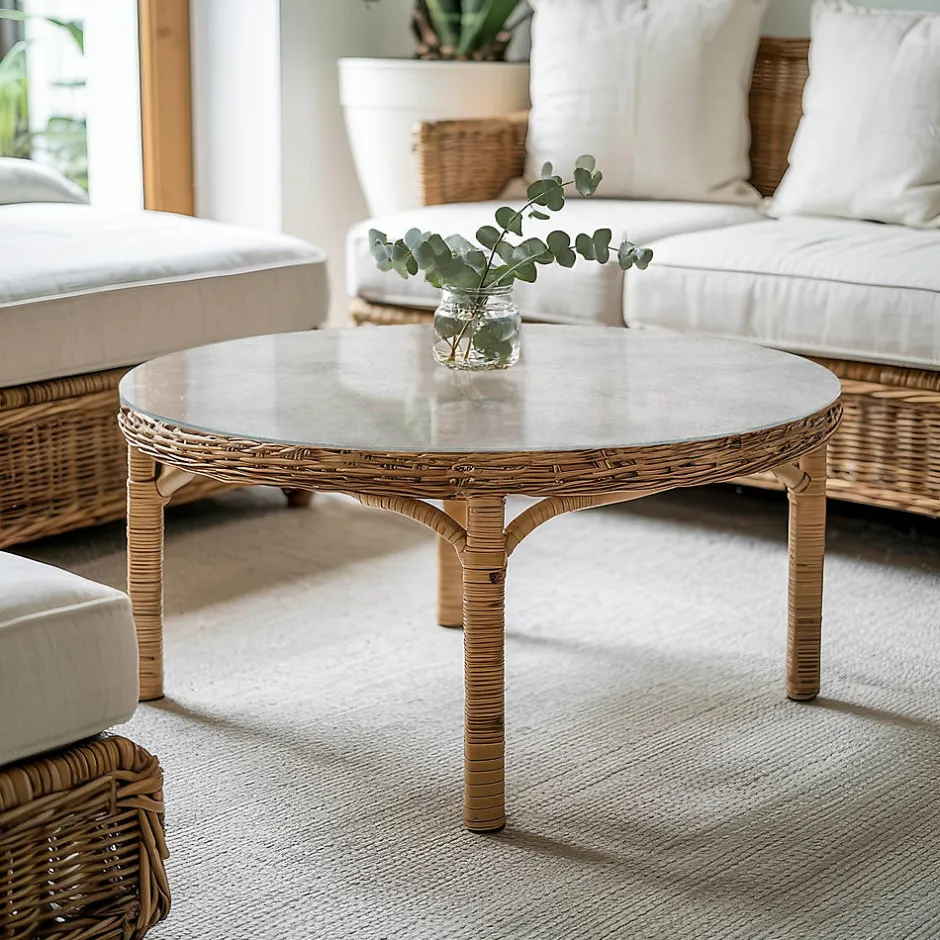 Dessus de table en verre trempé fi60 cm Texture de béton avec fissures-Wallfluent Sale