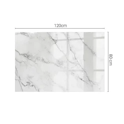 Wallfluent Dessus de table en verre trempé 120x80 cm Motif de surface en marbre