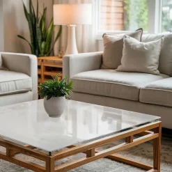 Dessus de table en verre trempé 50x50 cm Couleur blanche lisse-Wallfluent Sale