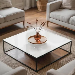 Dessus de table en verre trempé 50x50 cm Couleur blanche lisse-Wallfluent Sale