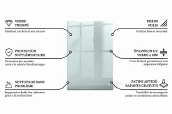 Dessus de table en verre trempé 120x80 cm Transparent-Wallfluent