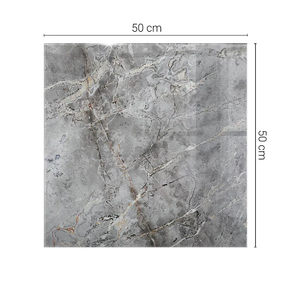 Wallfluent Dessus de table en verre trempé 50x50 cm Motif naturel de marbre