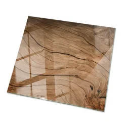 Wallfluent Dessus de table en verre trempé 50x50 cm Motif bois