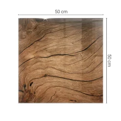 Wallfluent Dessus de table en verre trempé 50x50 cm Motif bois