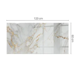Wallfluent Dessus de table en verre trempé 120x60 cm Marbre élégant avec veines